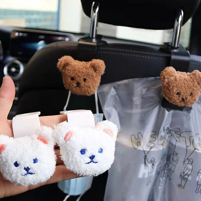 보냄 곰돌이 헤드레스트 걸이, 브라운, 1개