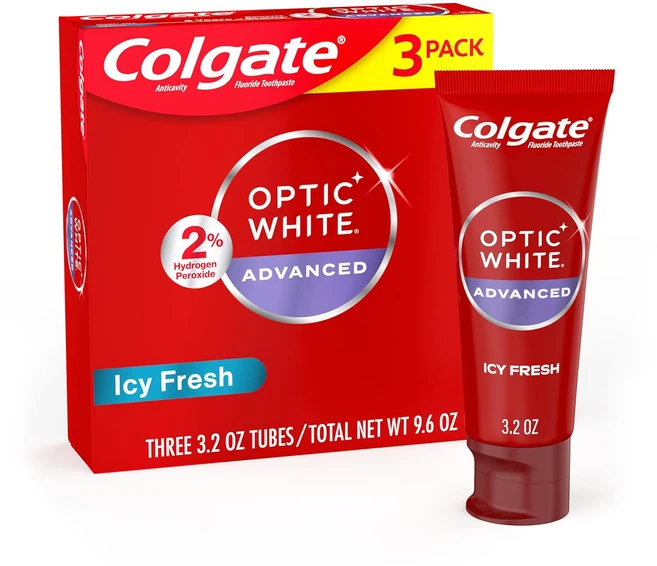 콜게이트 옵틱화이트 어드밴스드 아이시프레시 치약 90g x 3개입, 272g, 3개 - 쿠팡