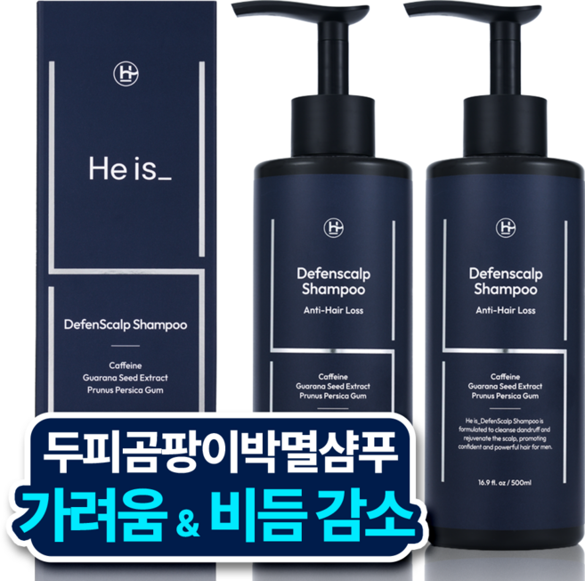 히이즈 탈모증상완화 쿨링샴푸 비듬가려움 감소, 2개, 500ml