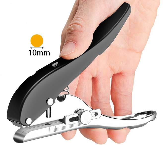 ID 카드 펀칭기 타공기 문서 제본천공기 가죽 타공펀치 종이 포토카드 pvc 구멍뚫는기계 1공 행탱 옷택 의류택 펀치기, 1개, 10mm