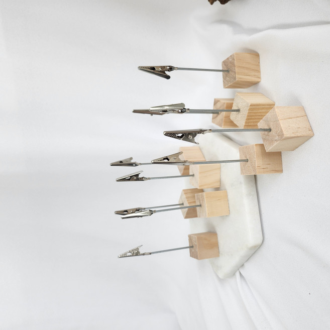 메모 꽂이 꽃이 내추럴 우드 명함 가격표 네임택 홀더, 10개