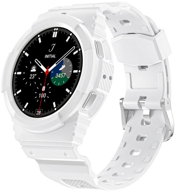 포유 갤럭시워치 일체형 스포츠 실리콘 스트랩 6 5 4 클래식 프로 액티브 2 호환 시계줄 밴드, 일체형 스포츠 갤럭시워치스트랩(44mm), 화이트