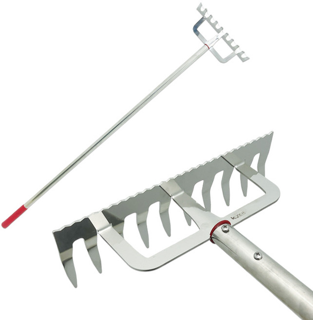 메이툴 한국농자재 올스텐 레기 레키 네기 갈퀴 쇠스랑 흙 고르기 잡초제거 농기구 국산, 1개