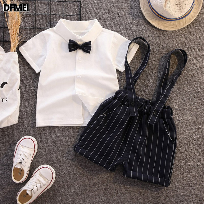 DFMEI 一週歲寶寶衣服男童夏裝嬰兒生日抓週男孩西裝夏季套裝兒童演出服