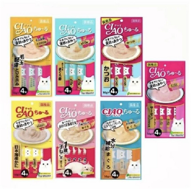CIAO 啾嚕貓用肉泥12入 日本原裝進口 貓咪最愛, 1g, 1套, 隨機口味