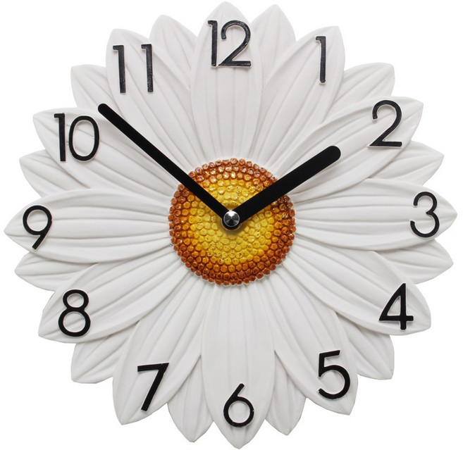 국산 무소음 샤스타 데이지 벽시계 아이방 예쁜 꽃 벽걸이 시계