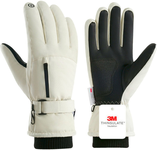 3M保暖防水機車手套 觸控螢幕設計 防滑耐磨 冬季騎行必備, 【升級口袋款】白