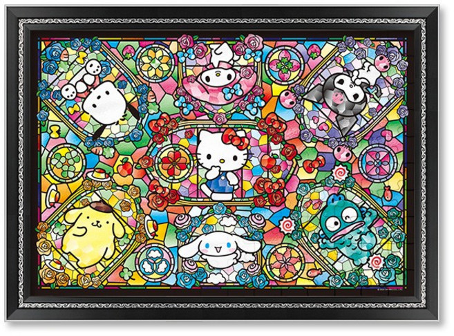 산리오 캐릭터즈 글라스 아트 직소 퍼즐+액자 세트 1000피스, 1개, 그레이스블랙