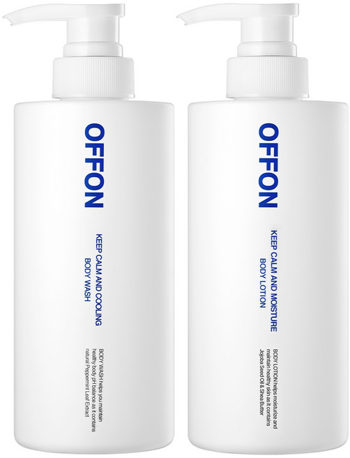 오프온 킵 캄 앤드 쿨링 바디워시 500g + 모이스처 바디로션 500ml, 1세트