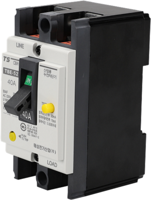 태성 누전차단기 산업용 TBE 52 2P 40A, 1개