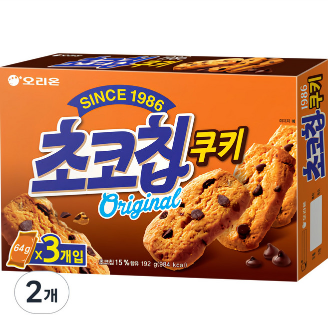 오리온 초코칩쿠키, 192g, 2개