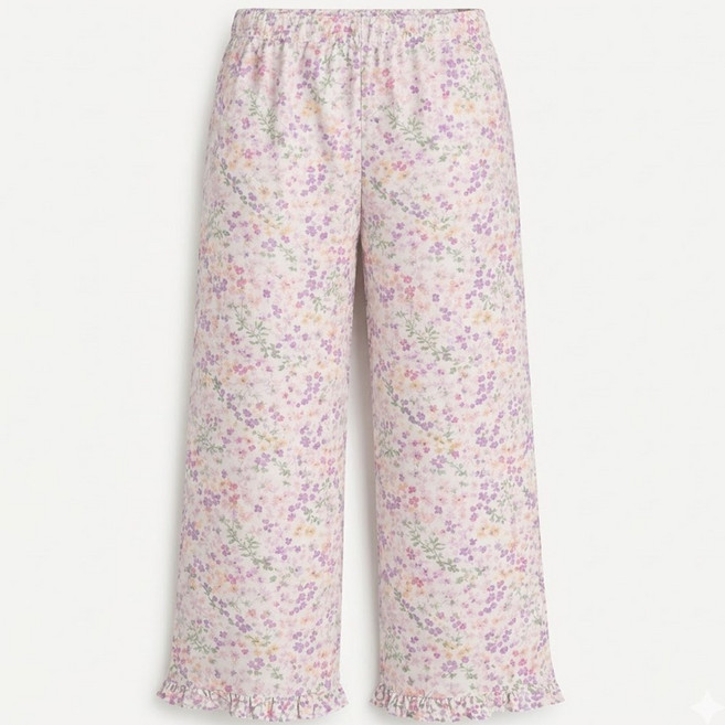 MSF 여성 플라워 9부 프릴 파자마 잠옷 바지