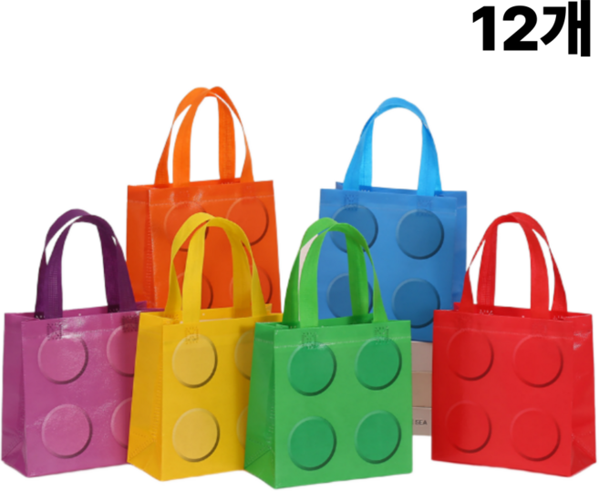 엠디픽 12개 방수 가방 쇼핑백 포장가방 블럭 다회용 휴대용, 12개 1세트