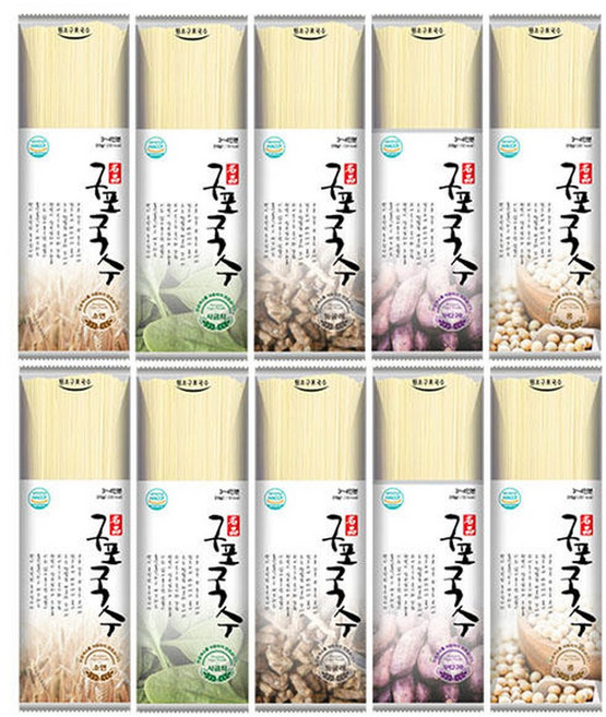 오색구포국수 벌크판매 315g-10개 (소면2+시금치2+둥굴레2+고구마2+콩2개) 잔치국수 비빔국수 콩국수 건면, 315g, 1개