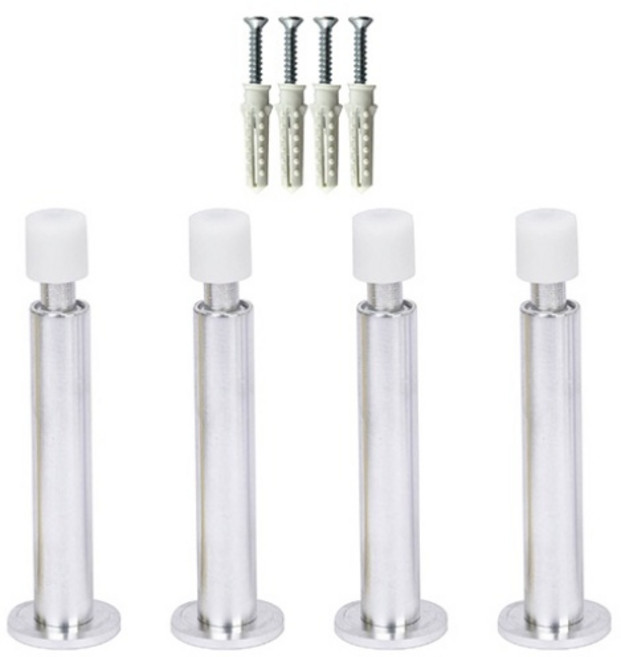 스프링 도어 완충 방문 스토퍼 4개입 세트 + 설치 피스 칼블럭, 실버반광, 4세트