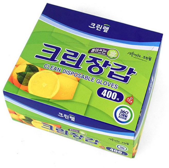이샵 크린랲 크린장갑 위생 일회용 비닐장갑 중형 400매 주방장갑 비닐위생장갑 식품장갑, 1개