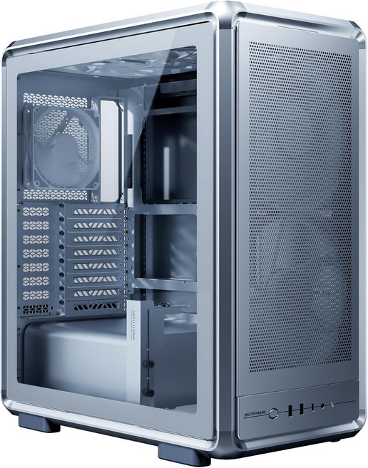 쿨러 마스터 프레임 500 메시 ATX 미드 타워 PC 케이스 고풍량 알루미늄 섀시 강력한 듀얼 200mm 흡기 팬 모듈형 360mm 라디에이터 지원 USBC 실버