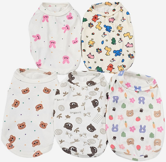 아기동물친구들 민소매 애견의류 강아지옷 순면 티셔츠, 1개, 해피동물친구들