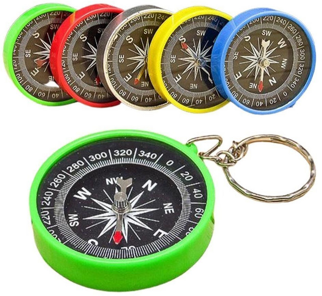북쪽방향가름 휴대용 나침반 열쇠고리 등산나침반 현장학습 학습교구, 5개, 색상랜덤