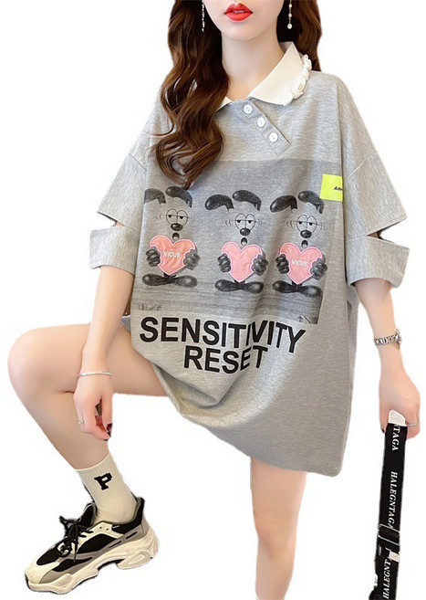 여성용 캐릭터 반팔 티 루즈핏 면티셔츠Women's T-shirt 뉴타임즈 X154B134