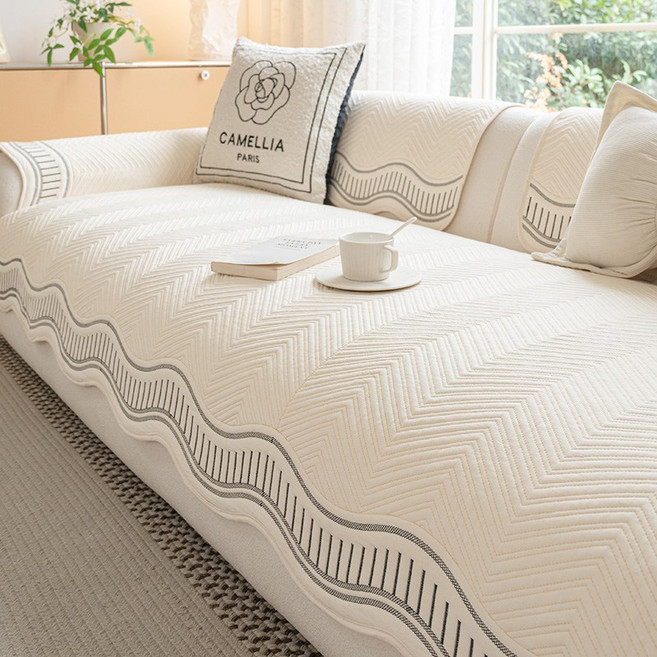 LINSHU 누빔 면 쇼파패드 부드러운 논슬립 사계절 공용