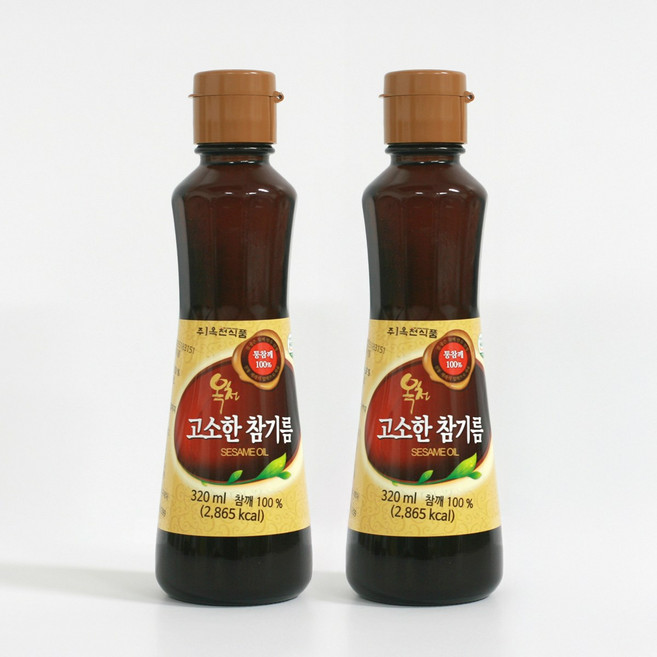 옥천식품 옥천 고소한 참기름 통참깨 100% 저온압착, 2개, 320ml
