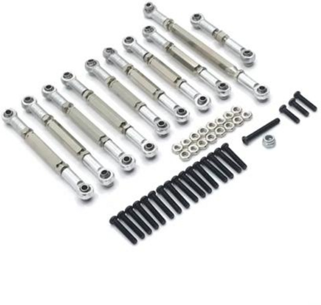 RC카 자동차 메탈 풀 로드 스티어링 링크 세트 부품 MN D90 D91 D96 D99S MN99S MN90 1/12 WPL C14 C24 1/16 RC 업그레이드 액세서리, 11) Silver for WPL