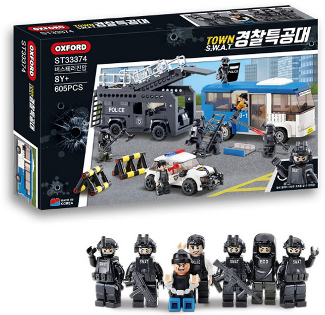 옥스포드 경찰특공대 버스테러진압 ST33374 키즈 블록, 단품, 1개