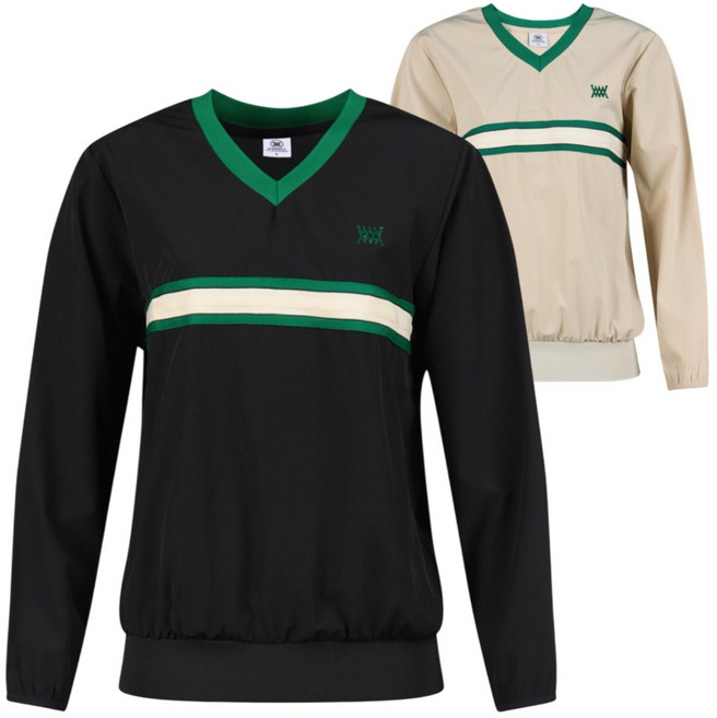 가벼운 여성 봄가을 골프 가로줄 브이넥 긴팔티 숏게임 이너티 동호회