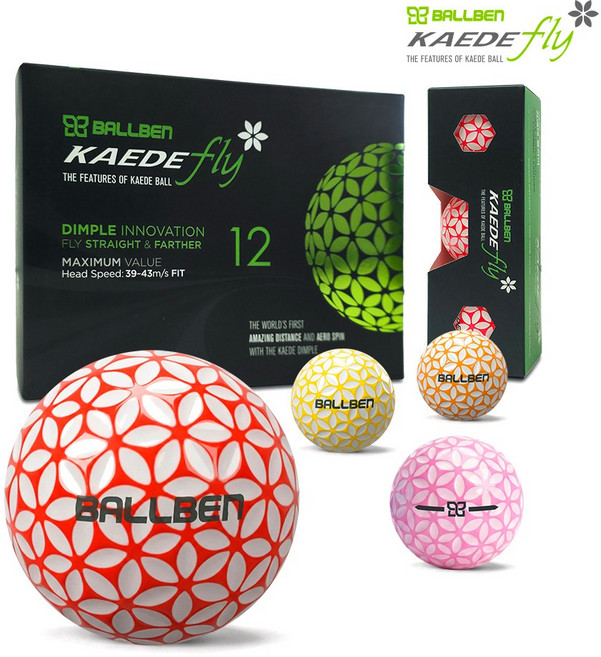 볼벤 카에데 꽃잎 고성능 2피스 3피스 골프공 8종, 플라이 2피스 유광 12구