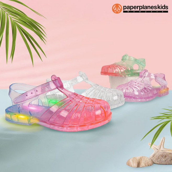 페이퍼플레인키즈 키즈 아쿠아 젤리 슈즈 아동 토들러 라이트닝 샌들 여아 남아 물놀이 어린이집 유치원 어린이 여름 비치 공주 신발