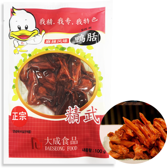홍홍 중국식품 삶은 오리 혀 중국오리 마라 국내생산, 1개, 100g