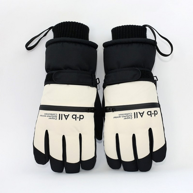 디브올 카드수납 스마트터치 방수 방한 스키 보드 커플장갑, 남성용 아이보리, 1개