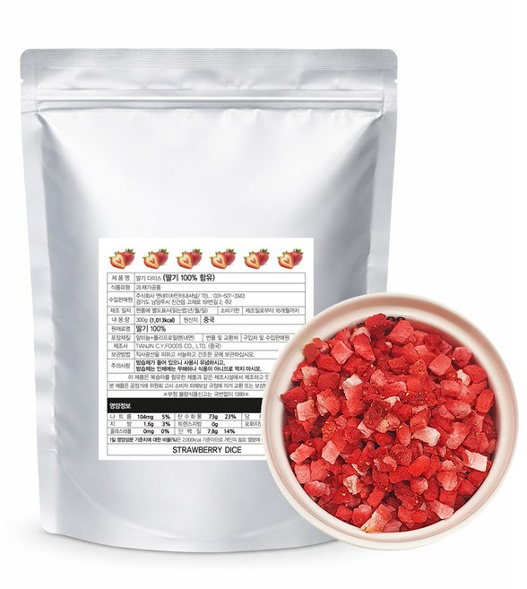 Nature 동결건조 딸기다이스 6mm, 300g, 1개, 딸기다이스(10mm) 300g