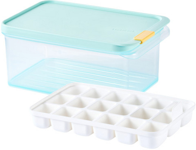 락앤락 프리저핏 얼음 트레이+보관통 세트 아이스큐브 18구, 1개, 정리용기 1.65L + 칸칸이 18구 세트