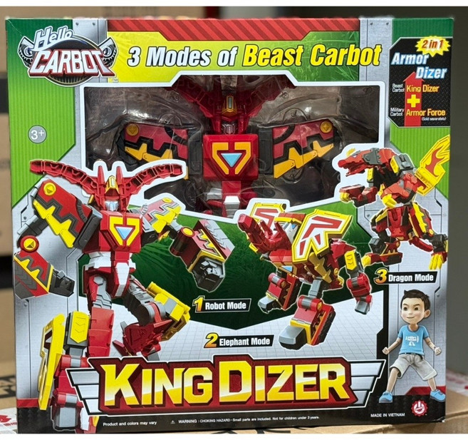 Hello Carbot King Dizer 變形機器人 衝鋒戰士 兒童益智玩具, 1個, 紅