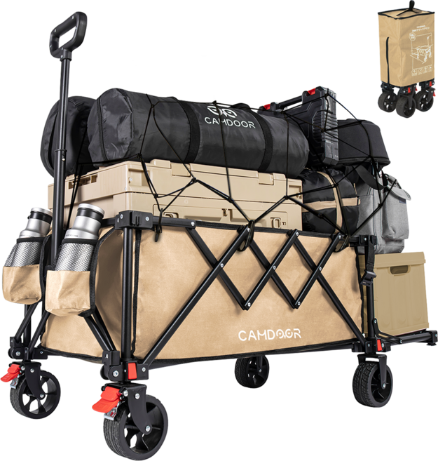 Camdoor 아웃도어 다기능 접이식 캠핑 카트 고하중 대용량 뒷문 개방형, 1개, 카키