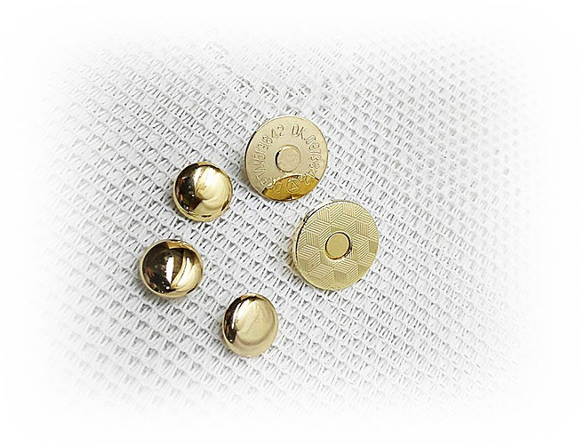 18mm 金色雙撞式超薄磁扣 15mm 撞釘磁扣，適用於手提袋、鞋類、五金飾品手作材料