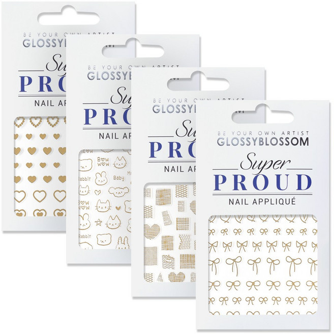 샤인비 트렌드 네일 아트 스티커 4종 세트, 1개, 골드, TU4-07