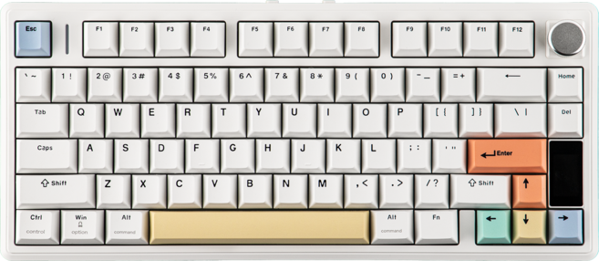 EPOMAKER TH80 V2 PRO 에포메이커 스크린 노브 무선 기계식 키보드 75배열, 화이트, 크리미 제이드축, 제조사축