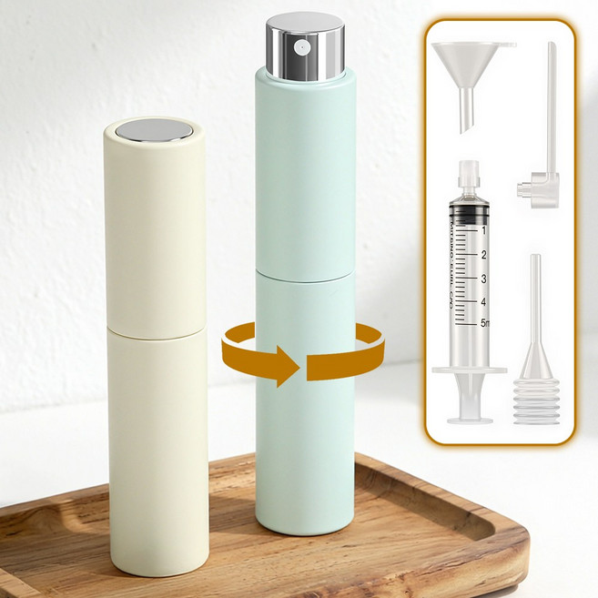 Zaxnouvi 휴대용 미니 회전식 향수공병 10ml 소분용기 4종 세트, 2개, 베이지+스카이블루