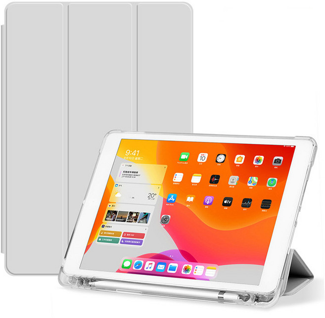 아이두지 아이패드 호환 펜슬수납 태블릿 케이스, 그레이, 1개