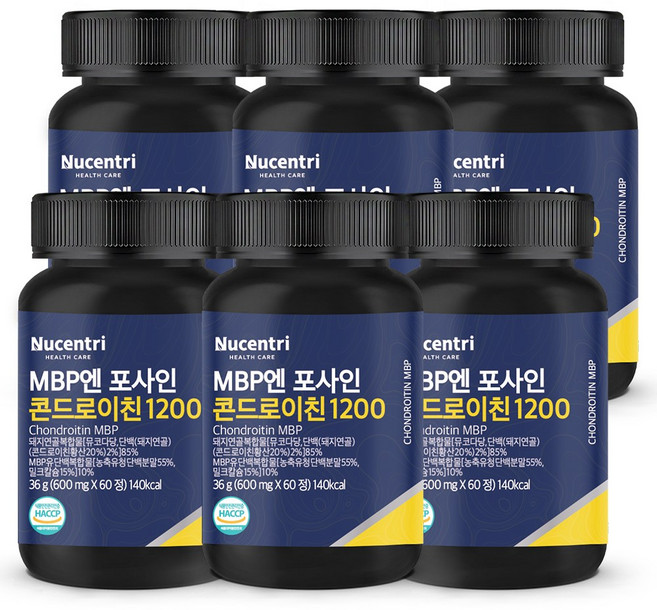 뉴센트리 포사인 콘드로이친 1200 식약청 MBP, 6개, 60정