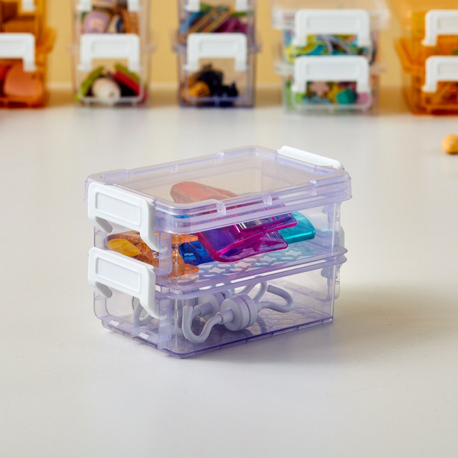 모던하우스 똑딱버클 미니정리함 낮은형 2P세트 12.2x8.2x3.2cm 라벤더 KL0425003, 1개, 단품