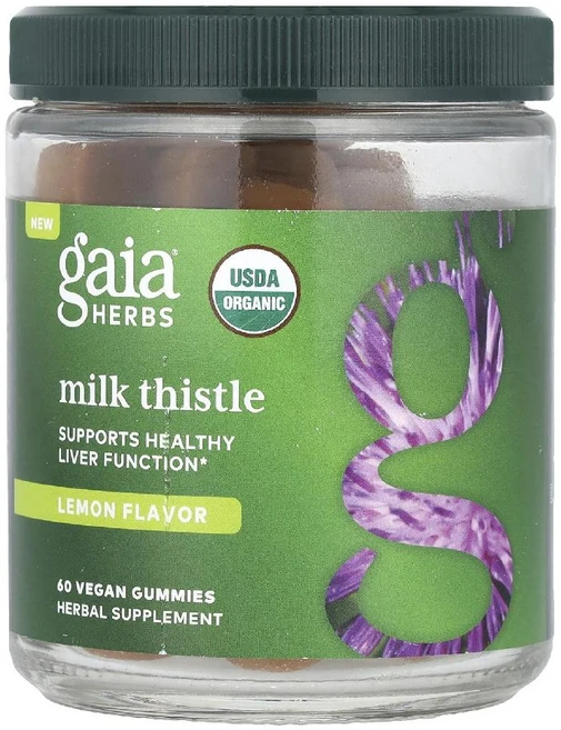 가이아허브 밀크씨슬 구미스 실리마린 Milk Thistle 레몬맛 비건 구미젤리 60개, 성인남녀공용, 1개, 60정 - 쿠팡