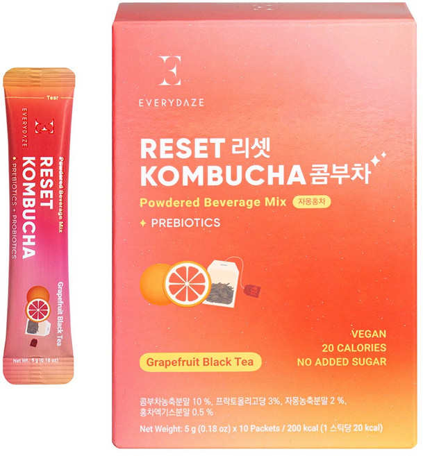 에브리데이즈 리셋 콤부차 자몽홍차, 5g, 10개