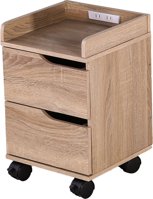 河狸居家 BH-BO-008 二抽矮櫃 附電源插座 30x45.5公分 淺木色, 漂流木, 2個