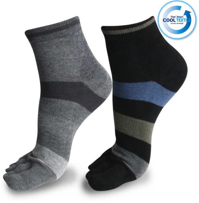 싹스몰 남성용 면100 쿨텍스 볼드링글 단목 발가락 양말 5켤레 빠른 땀흡수