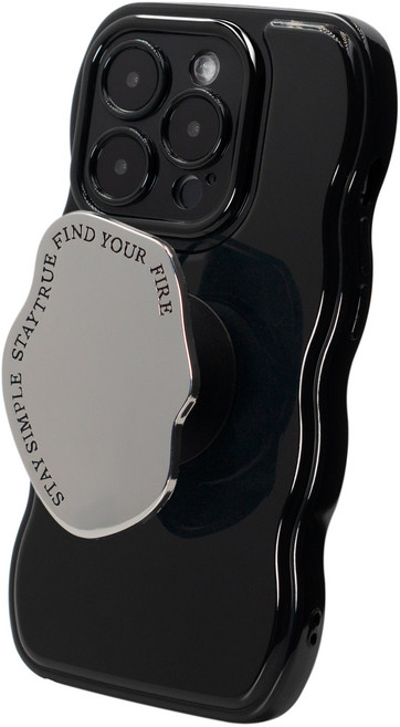 블랙 유광 물결 크롬 스마트톡 풀커버 범퍼 아이폰 케이스