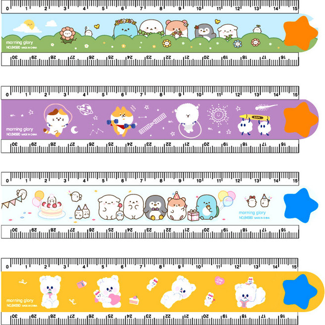 모닝글로리 캐릭터 겹자 30cm 랜덤, 3개